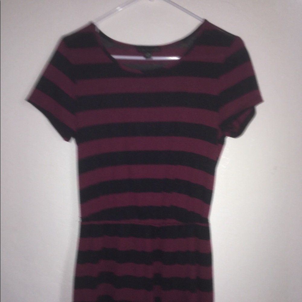 burgundy and black striped dress
